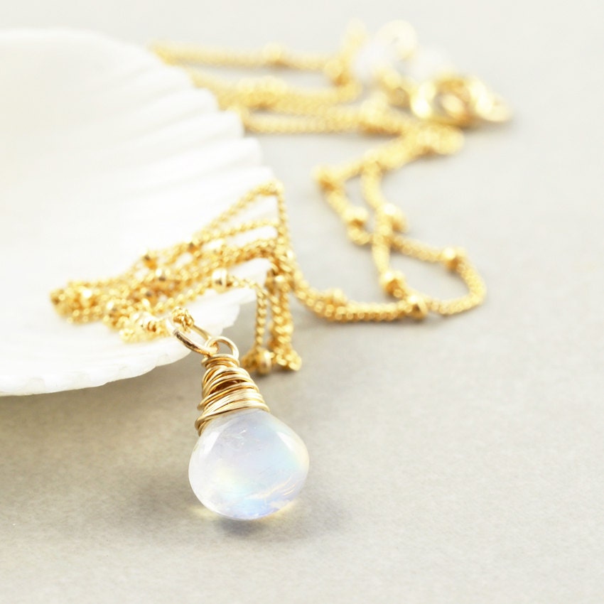 Moonstone Necklace, June Birthstone Jewelry, White Gemstone Necklace, Bridesmaid Gift