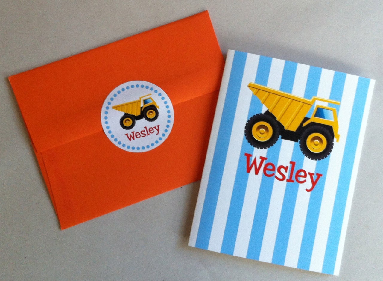 Dump Truck and Cement Mixer Note Card Set