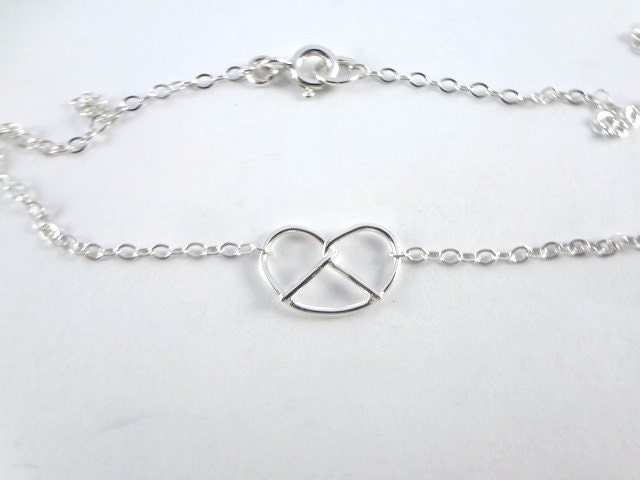 Pretzel necklace Love knot necklace Silver necklace Silver jewelry  Gifts for her Mother's Day 