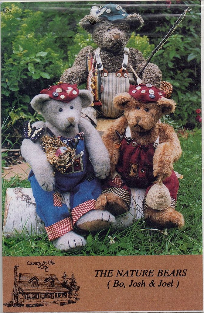 The Nature Bears Pattern, Jointed Teddy Bears, Country In The City, Printed Pattern