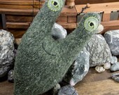 Sagey Sluggy small slug wool pillow plush in recycled silvery sage lambswool