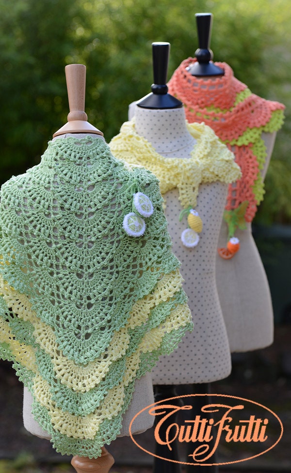 Tutti Frutti Crochetd Scarf & Shawl eBook/PDF/3 Patterns