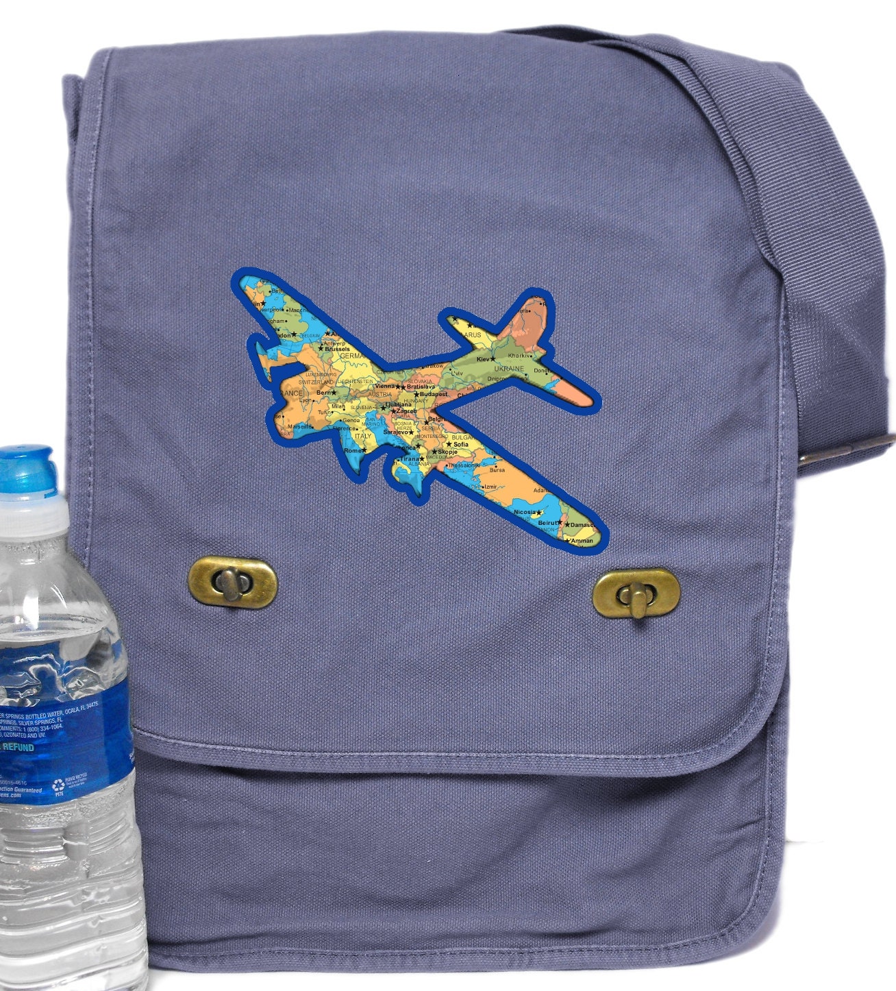 WWII Bomber Europe Map Print Field Messenger Bag