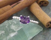 Oval Faceted gem stone stackable stacking rings Beaded band ring... fine and sterling silver personalized rings