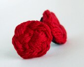Knit Nautical Knot Earrings - Red