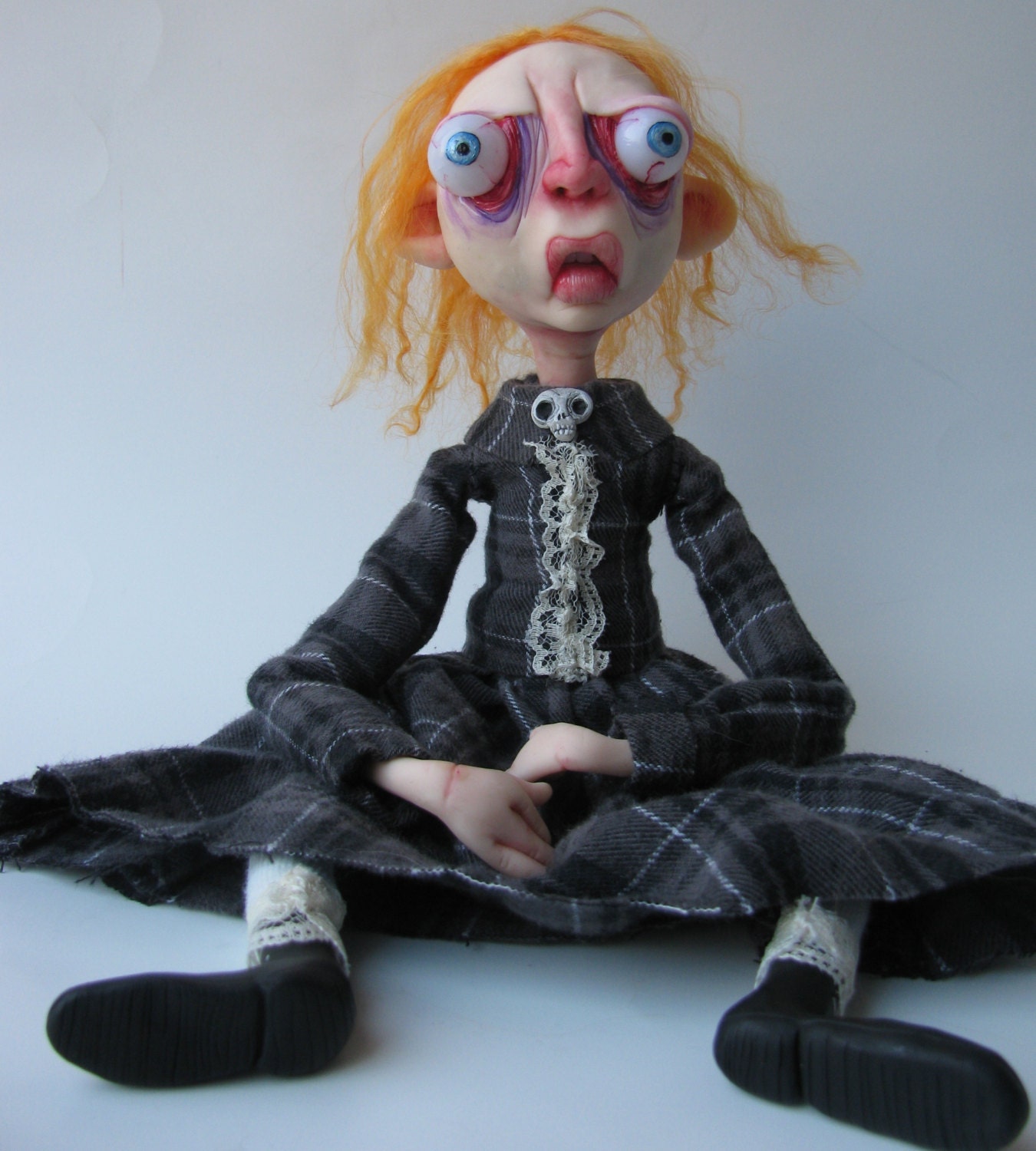 low brow sculpture art doll ooak one of a kind Samantha  by mealy monster land
