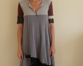 S reconstructed dress prairie style in black, mauve and grey - small