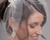 Bridal Veil Set, Tulle 11" Birdcage Veil with Lace Head Piece, Wedding Veil and Paige Birdcage Fascinator