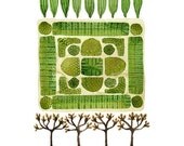 parterre garden no. 1 watercolor reproduction print