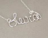 name necklace. sterling silver. mother's necklace. custom baby name gift. personalized child's name necklace
