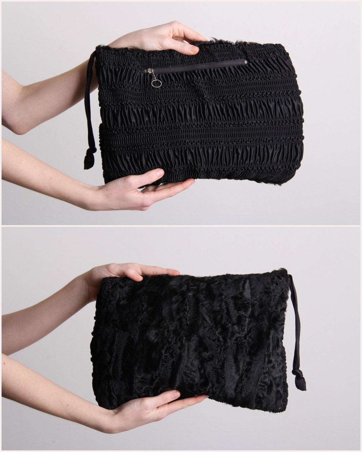 RESERVED Muffler Purse . Vintage Wool Clutch and Hand Warmer