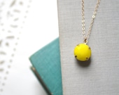 Vintage Jewel Gold Filled Necklace in Yellow, Simple, Delicate, Wedding, Bridesmaid, Handmade Jewelry- Sorbet