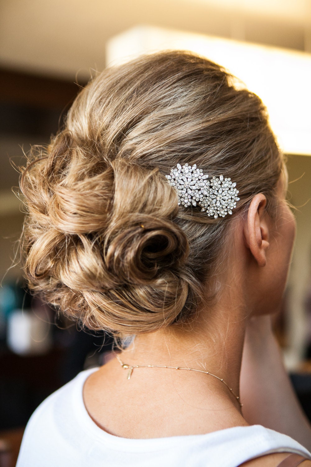Two Crystal Bridal Hair Floral Hair Pins Wedding Accessories