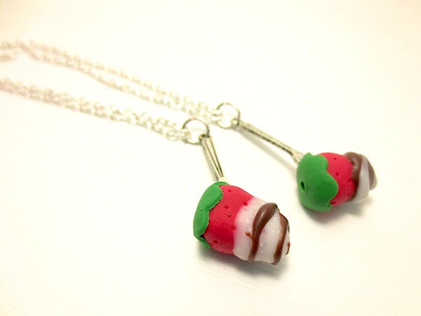 Strawberry Fork Necklace Chrocolate OR White Chocolate