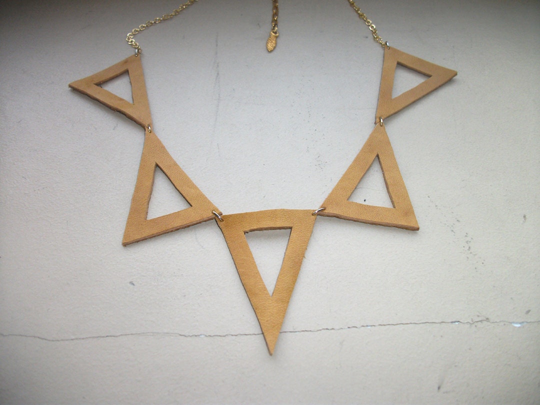 Cut out Triangle Leather Necklace