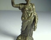 BRONZE STATUE Hera  Greek Goddess  Queen of the Greek Gods heavy details 5.5 in tall 2 in diam