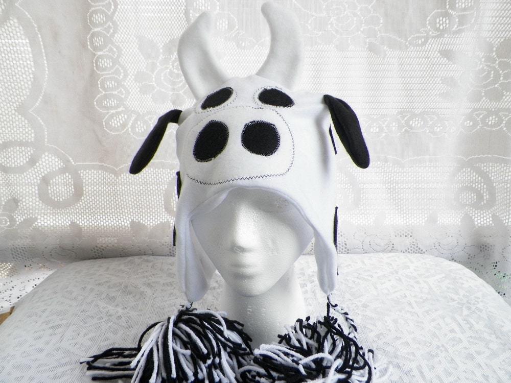 White Fleece Cow Barnyard Animal Hat in Childs Large Size by MinnieMaes - MinnieMaes