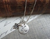 Hand Stamped Initial Necklace ... Personalized Charm Necklace ... Mother Necklace . Monogram Jewelry . Bridesmaid Gift... Custom Jewelry