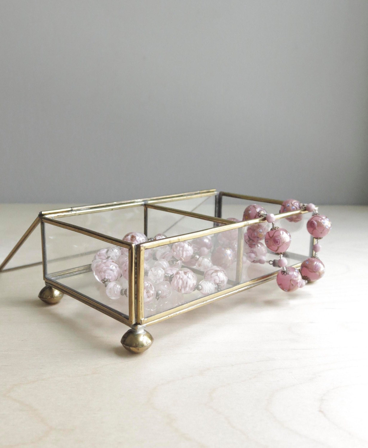 classic jewelry box / glass & brass