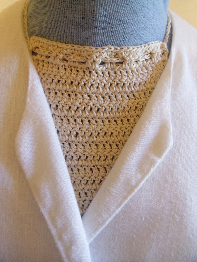 Crocheted dickey with removable ties stoma cover - beige