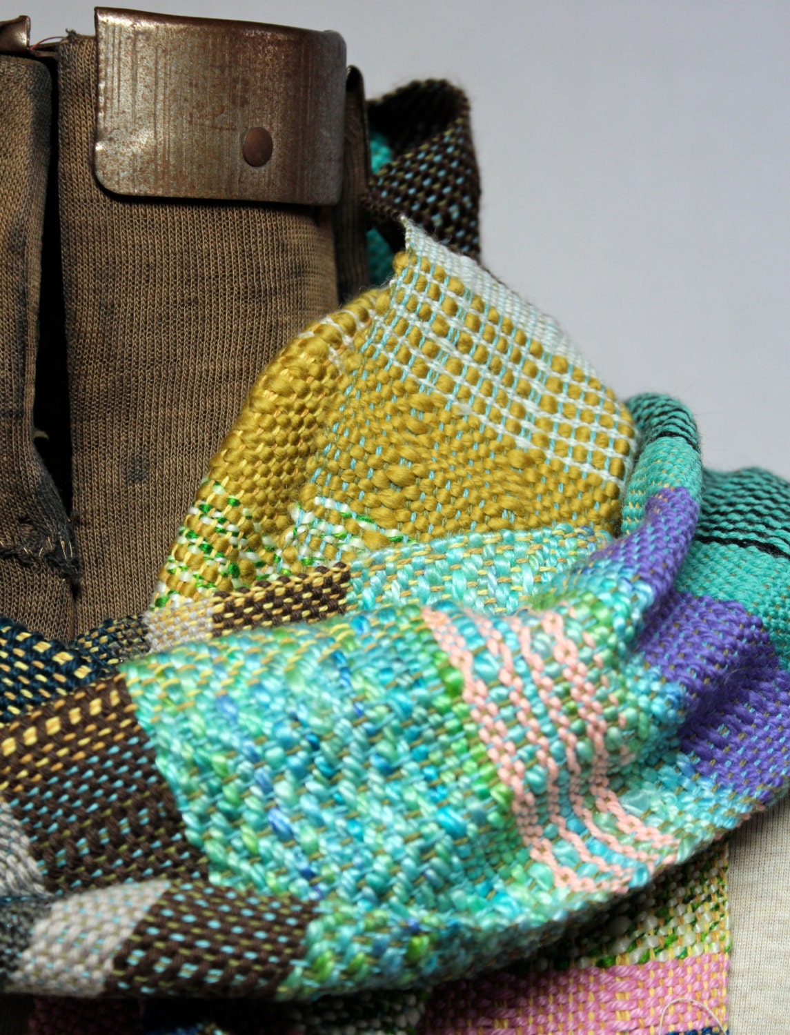 Tilly- Handwoven Vibrant Jade, Violet and Aqua Scarf