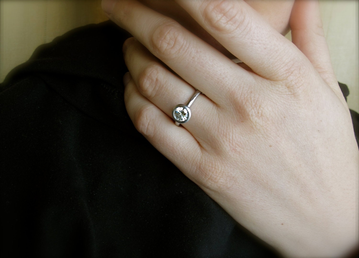 Forever Brilliant moissanite and palladium engagement ring