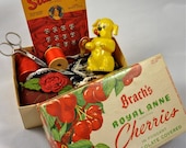 Cherry Picking Time  Treasure Filled Candy Box for Mixed Media Art or Vintage Sewing
