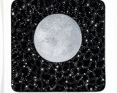 moon 3 // contemporary night sky painting // astronomy, stars, constellations //  original watercolour art by natasha newton