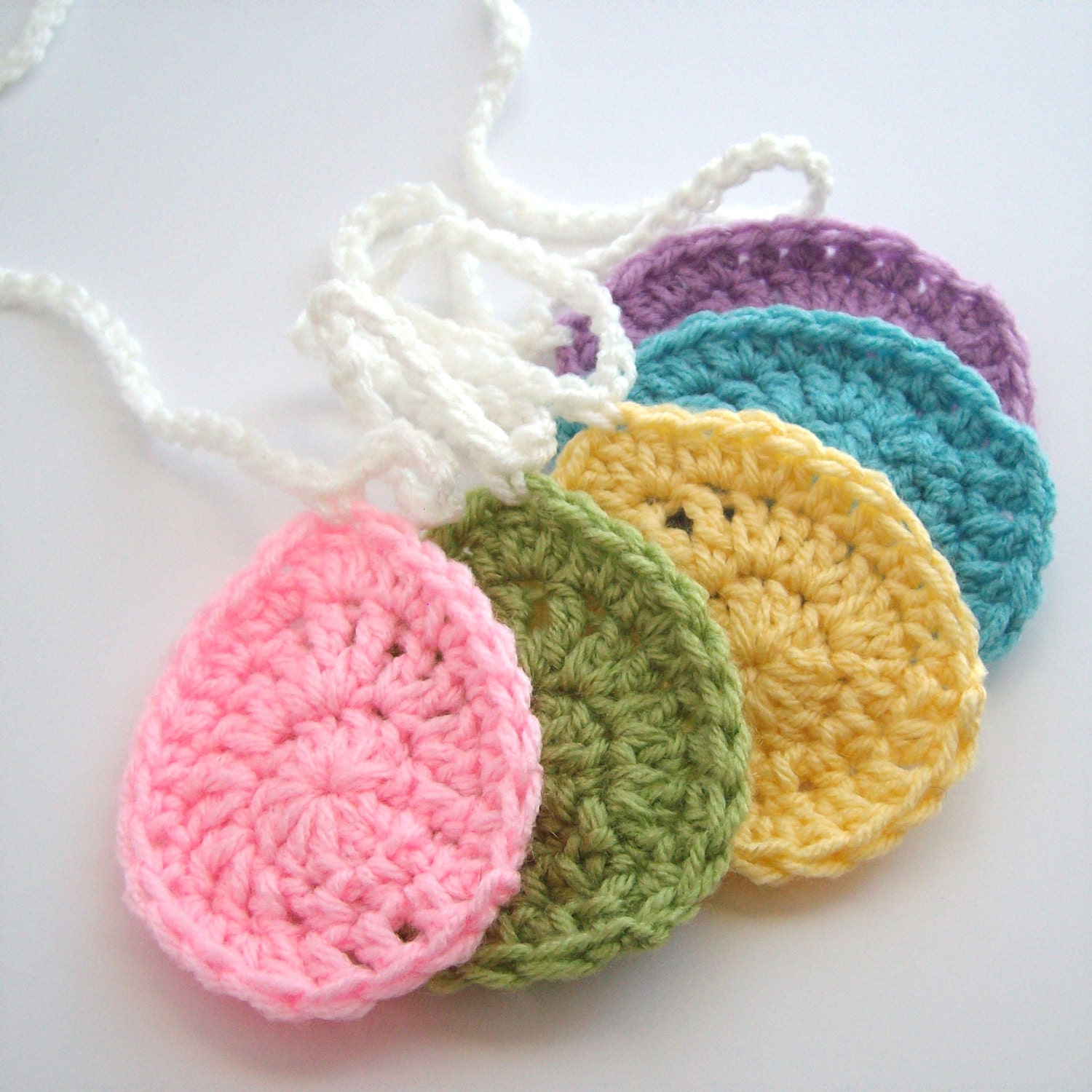 Springtime Easter Egg Garland - Crochet Garland Easter Banner in Yellow, Pink, Green, Purple Turquoise - Spring Decoration Easter Garland