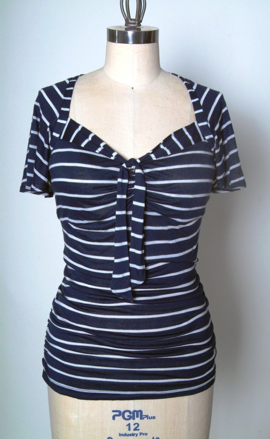 1940s style sailor top vintage style XS or XL rayon jersey with flutter sleeve