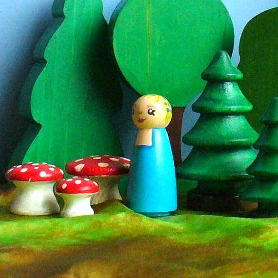 Wooden Fairy Peg Doll - Hyacinth Fairy, Montessori and Waldorf Inspired Toy