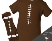 Personalized DARK brown football onesie and leg warmers set great new baby or baby shower gift