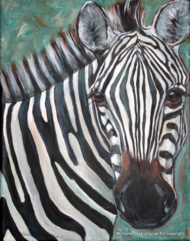 Zebra Painting by Michelle Lake  Original acrylic on Canvas painting