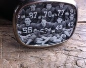 go team go - repurposed vintage yearbook boys football photo pewter buckle & belt