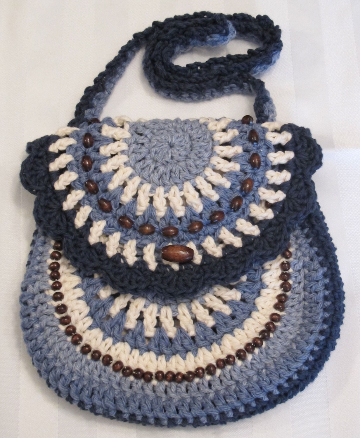 Shades of Denim Crochet Purse - Shoulder Bag - Handbag