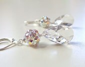 Bridal Jewelry - Crystal Clear Teardrop Earrings - Old Hollywood - Wedding - Bridesmaid - Evening