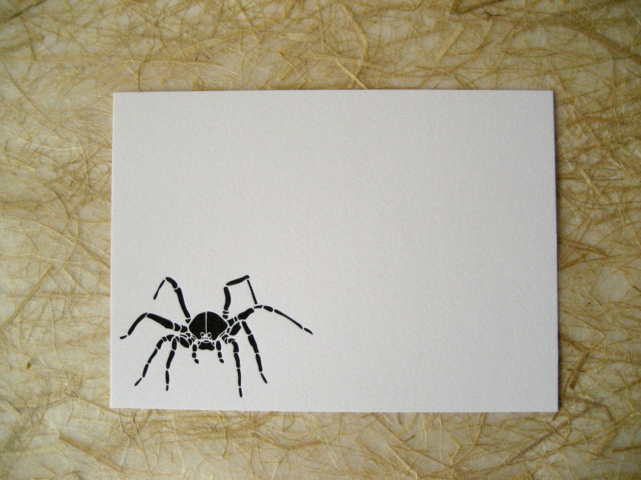 Spooky Spider, Letterpress Printed Flat Cards, Set of 6