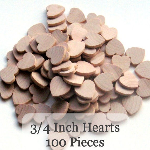 Unfinished Wooden Hearts - .75 inch - Pack of 100