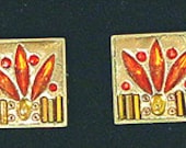 Flame Swarovski and beaded Crystal Clay Mosaic Tiles / Cabs Unique