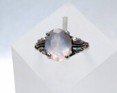 Rose Quartz Sterling Silver Leaf Ring - Size 8 - R70