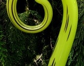 Hand Blown glass Fiddlestick - Lime and black (small) - Glass Garden Art