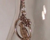 Parrot Bird Silver Chain Earrings, Long Dangling