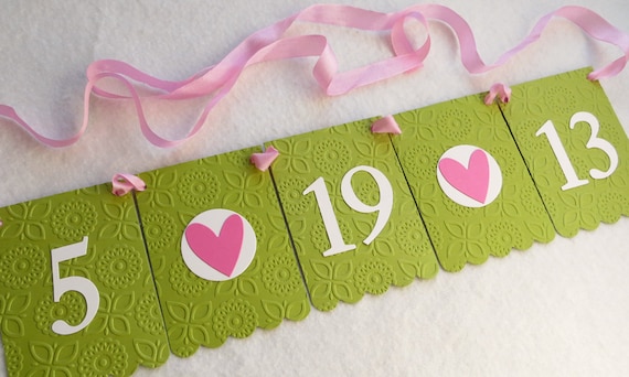 Save the Date Banner - Embossed Modern Floral - MADE TO ORDER - Wedding Date Banner Save the Date Prop Il_570xn