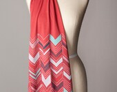 jersey chevron scarf - tomato red scarf - screenprint - FREE SHIPPING - flytrap
