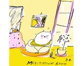 Meditation Room- Cat Illustration