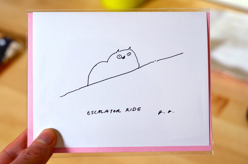 Escalator Ride- Cat Card