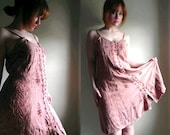 Earth Fairy Coral Pink Embroidered Babydoll Rayon Dress / Renaissance Fairy / Summer Time / Festival - HamsterdamVintage