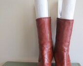 Vintage Mod 60s Ankle Boots  So Warm with Faux Fur   Size 8