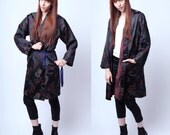 Vintage Black and Red Korean Robe M / L
