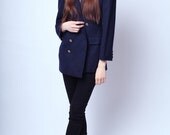 Vintage 1980s Poppy Double Breasted Navy Blazer S / M / L